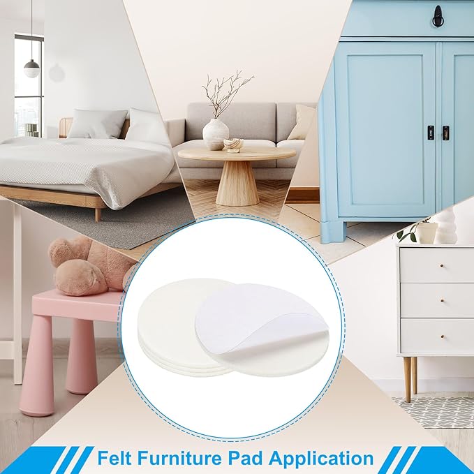PATIKIL 5" Diameter Felt Furniture Pads, 8 Pack 1/5" Thick Lamp Base Felt Round Soft Adhesive Non - Slip Anti - Scratch Backed Felt Floor Protector for Lamp Furniture DIY Craft, White | Furniture Pads - TrueDesk