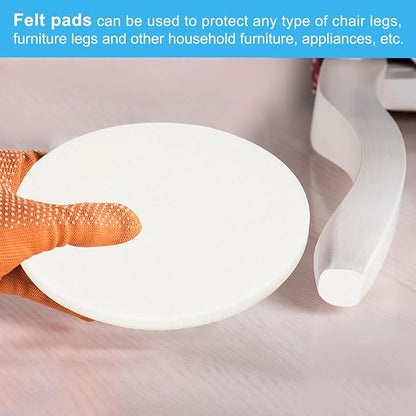 PATIKIL 5" Diameter Felt Furniture Pads, 8 Pack 1/5" Thick Lamp Base Felt Round Soft Adhesive Non - Slip Anti - Scratch Backed Felt Floor Protector for Lamp Furniture DIY Craft, White | Furniture Pads - TrueDesk