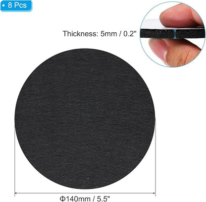 PATIKIL 5.5" Diameter Black Felt Furniture Pads, 8 Pack 1/5" Thick Round Soft Adhesive Non - Slip Anti - Scratch Backed Felt Floor Protector for Lamp Furniture DIY Craft | Furniture Pads - TrueDesk