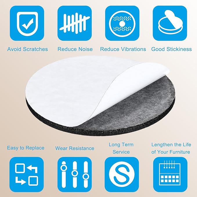 PATIKIL 5.5" Diameter Felt Furniture Pads, 8 Pack 1/5" Thick Lamp Base Felt Round Soft Adhesive Non - Slip Anti - Scratch Backed Felt Floor Protector for Lamp Furniture DIY Craft, Dark Grey | Furniture Pads - TrueDesk