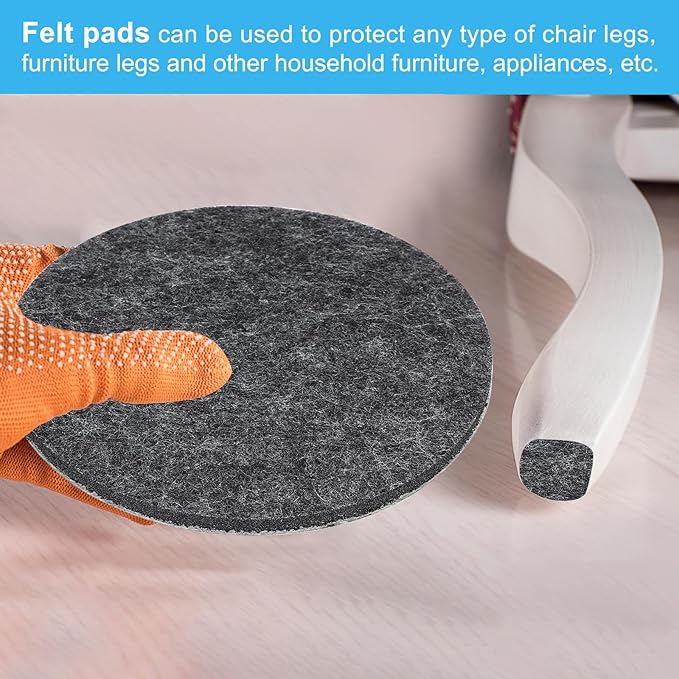 PATIKIL 5.5" Diameter Felt Furniture Pads, 8 Pack 1/5" Thick Lamp Base Felt Round Soft Adhesive Non - Slip Anti - Scratch Backed Felt Floor Protector for Lamp Furniture DIY Craft, Dark Grey | Furniture Pads - TrueDesk