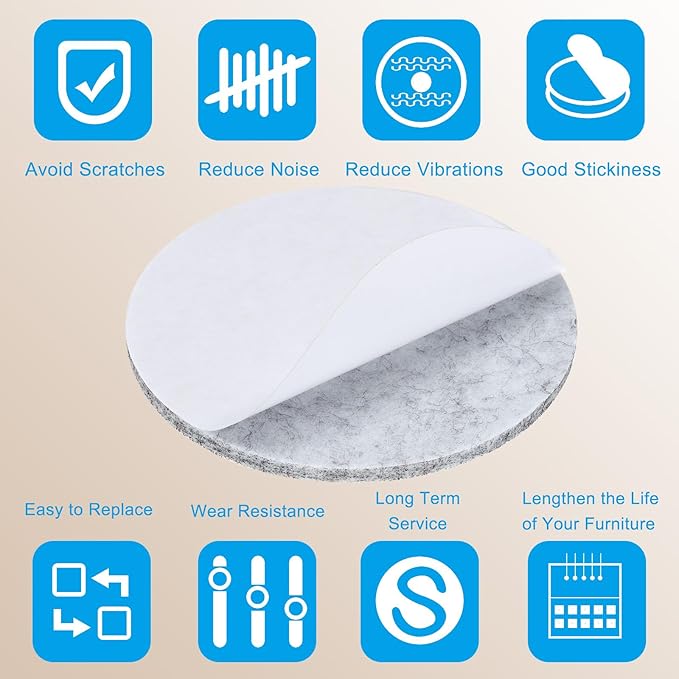 PATIKIL 6" Diameter Felt Furniture Pads, 8 Pack 1/5" Thick Lamp Base Felt Round Soft Adhesive Non - Slip Anti - Scratch Backed Felt Floor Protector for Lamp Furniture DIY Craft, Light Grey | Furniture Pads - TrueDesk