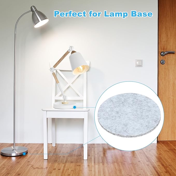 PATIKIL 6" Diameter Felt Furniture Pads, 8 Pack 1/5" Thick Lamp Base Felt Round Soft Adhesive Non - Slip Anti - Scratch Backed Felt Floor Protector for Lamp Furniture DIY Craft, Light Grey | Furniture Pads - TrueDesk