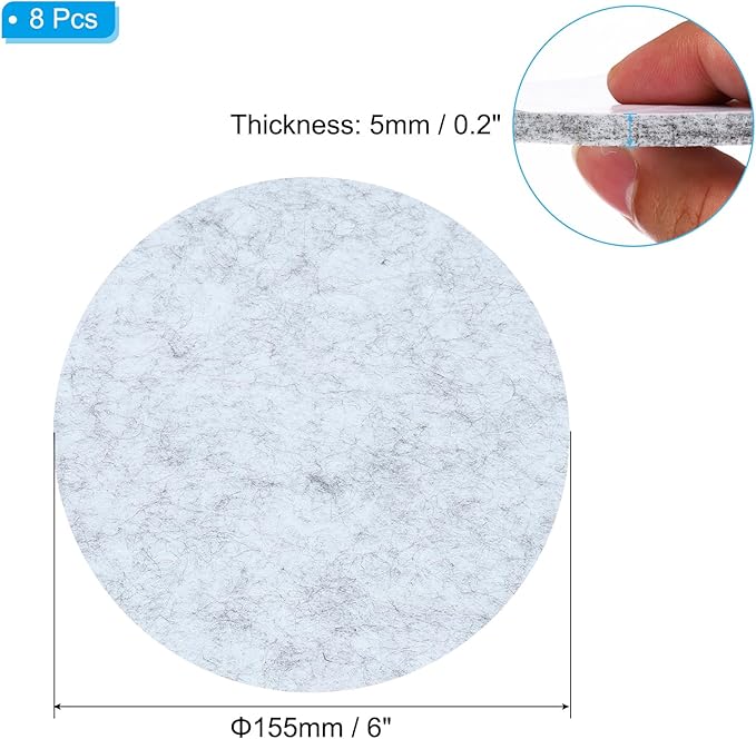 PATIKIL 6" Diameter Felt Furniture Pads, 8 Pack 1/5" Thick Lamp Base Felt Round Soft Adhesive Non - Slip Anti - Scratch Backed Felt Floor Protector for Lamp Furniture DIY Craft, Light Grey | Furniture Pads - TrueDesk
