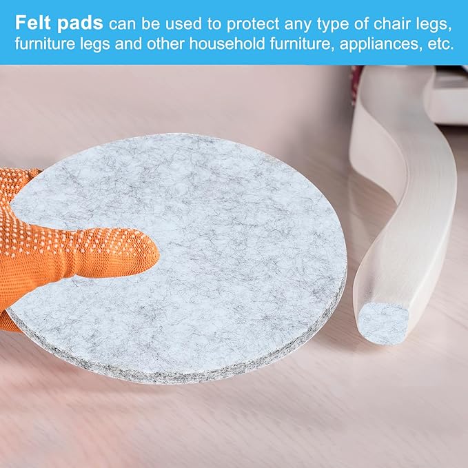 PATIKIL 6" Diameter Felt Furniture Pads, 8 Pack 1/5" Thick Lamp Base Felt Round Soft Adhesive Non - Slip Anti - Scratch Backed Felt Floor Protector for Lamp Furniture DIY Craft, Light Grey | Furniture Pads - TrueDesk
