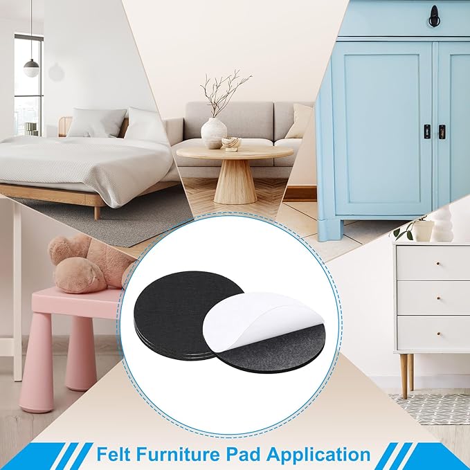 PATIKIL 6" Diameter Felt Furniture Pads, 8 Pack 1/5" Thick Lamp Base Felt Round Soft Adhesive Non - Slip Anti - Scratch Backed Felt Floor Protector for Lamp Furniture DIY Craft, Black | Furniture Pads - TrueDesk