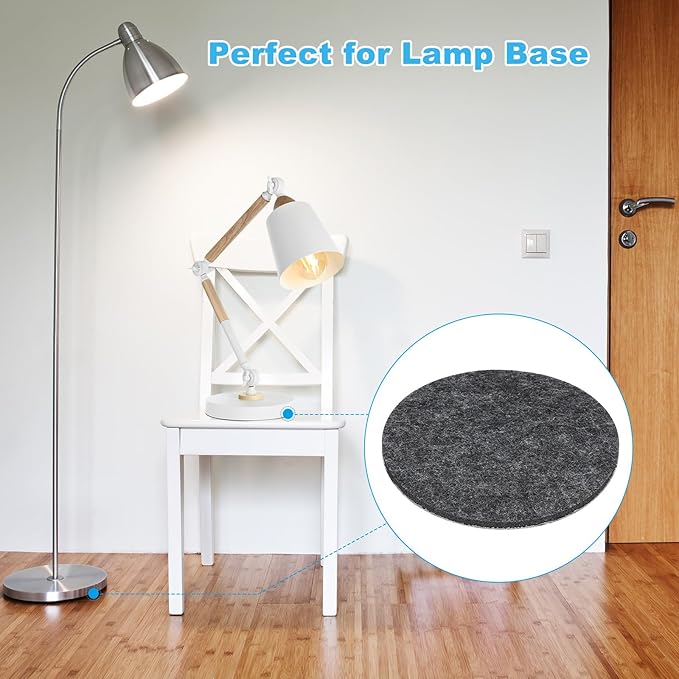 PATIKIL 7" Diameter Felt Furniture Pads, 8 Pack 1/5" Thick Lamp Base Felt Round Soft Adhesive Non - Slip Anti - Scratch Backed Felt Floor Protector for Lamp Furniture DIY Craft, Dark Grey | Furniture Pads - TrueDesk