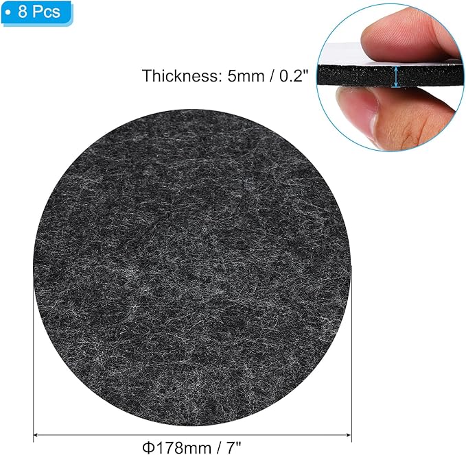 PATIKIL 7" Diameter Felt Furniture Pads, 8 Pack 1/5" Thick Lamp Base Felt Round Soft Adhesive Non - Slip Anti - Scratch Backed Felt Floor Protector for Lamp Furniture DIY Craft, Dark Grey | Furniture Pads - TrueDesk