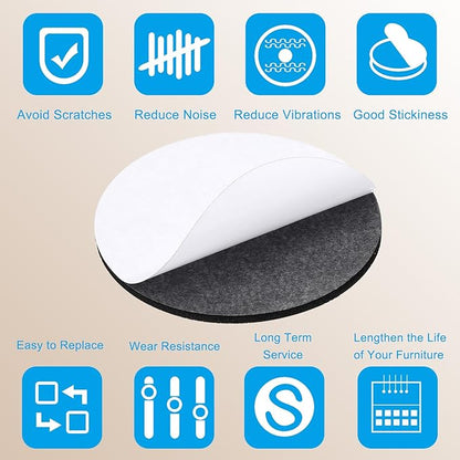 PATIKIL 7.5" Diameter Felt Furniture Pads, 8 Pack 1/5" Thick Lamp Base Felt Round Soft Adhesive Non - Slip Anti - Scratch Backed Felt Floor Protector for Lamp Furniture DIY Craft, Black | Furniture Pads - TrueDesk