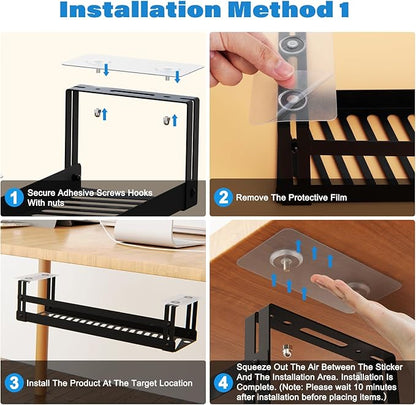 PAVSTINE Under Desk Cable Management Tray, 17 in Metal Cable Tray Basket for Wire Management, Power Strip Holder, Cord Organizer, Wire Tamer for Home/Office Desk Cable Hider Black | Cable Raceways - TrueDesk