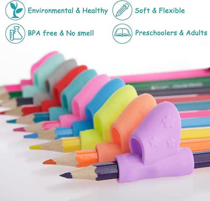 Pencil Grips - 10 Pack Kids Ergonomic Training Pencil Grippers Preschoolers Handwriting Aid Grip Set Posture Correction Tool(10 Colors) | Special Education Supplies - TrueDesk