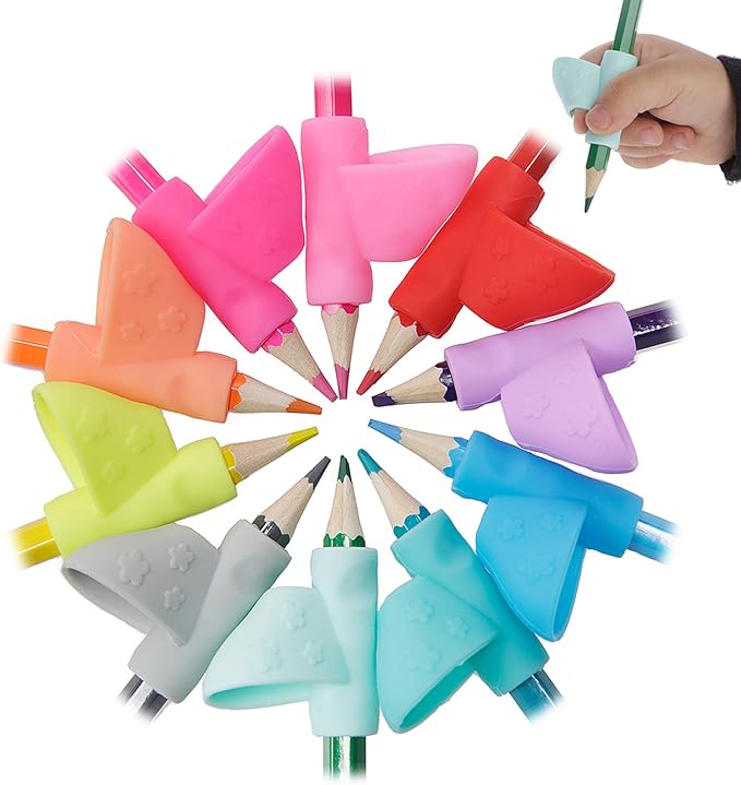 Pencil Grips - 10 Pack Kids Ergonomic Training Pencil Grippers Preschoolers Handwriting Aid Grip Set Posture Correction Tool(10 Colors) | Special Education Supplies - TrueDesk