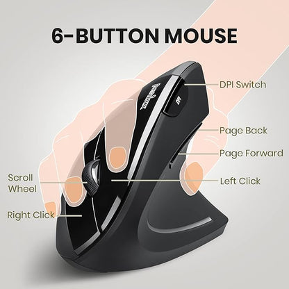 Perixx PERIMICE - 713 Wireless Ergonomic Vertical Mouse - 800/1200/1600 DPI - Right Handed - Recommended with RSI User | Mice - TrueDesk