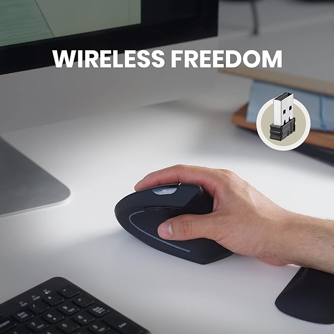 Perixx PERIMICE - 713 Wireless Ergonomic Vertical Mouse - 800/1200/1600 DPI - Right Handed - Recommended with RSI User | Mice - TrueDesk