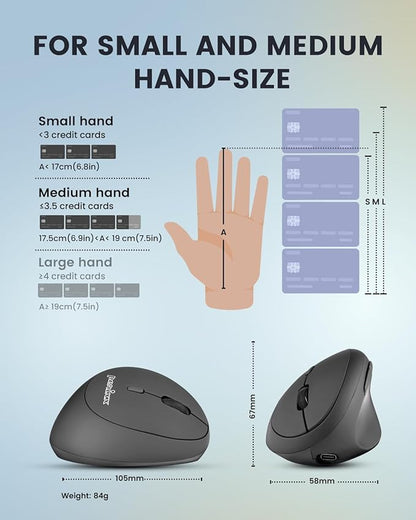 Perixx PERIMICE - 719R Wireless 2.4G Rechargeable Ergonomic Mouse - Duo Wired and Cordless Charging Feature - Black | Mice - TrueDesk