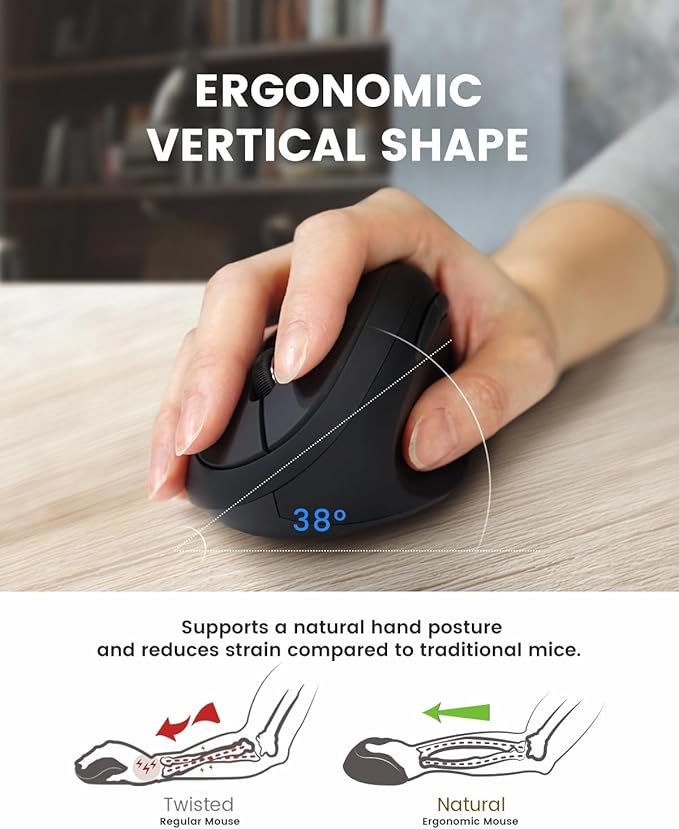 Perixx PERIMICE - 719R Wireless 2.4G Rechargeable Ergonomic Mouse - Duo Wired and Cordless Charging Feature - Black | Mice - TrueDesk