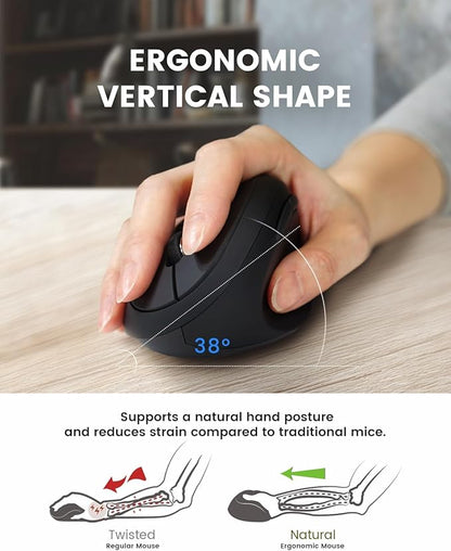 Perixx PERIMICE - 719R Wireless 2.4G Rechargeable Ergonomic Mouse - Duo Wired and Cordless Charging Feature - Black | Mice - TrueDesk