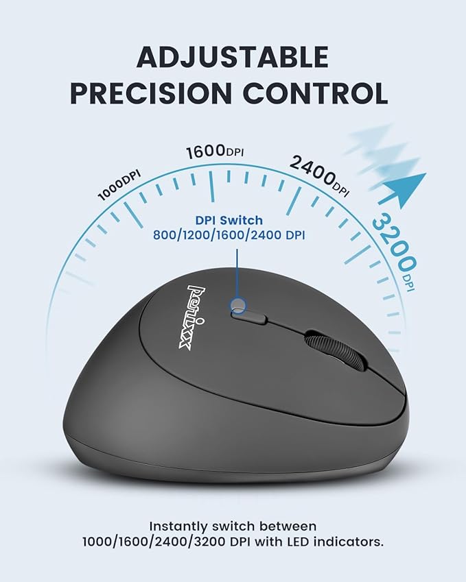 Perixx PERIMICE - 719R Wireless 2.4G Rechargeable Ergonomic Mouse - Duo Wired and Cordless Charging Feature - Black | Mice - TrueDesk