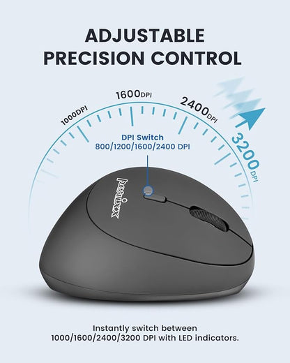 Perixx PERIMICE - 719R Wireless 2.4G Rechargeable Ergonomic Mouse - Duo Wired and Cordless Charging Feature - Black | Mice - TrueDesk