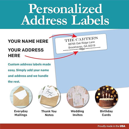 Personalized Return Address Labels - Black and White Custom Address Stickers on Sheets (50 - 1000 Labels) | Address Labels - TrueDesk