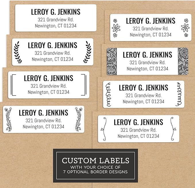 Personalized Return Address Labels - Black & White Styles - Choose Your Design - Custom Self Adhesive Stickers for Envelopes (60 - 960 Labels) (Bold Style) | Address Labels - TrueDesk
