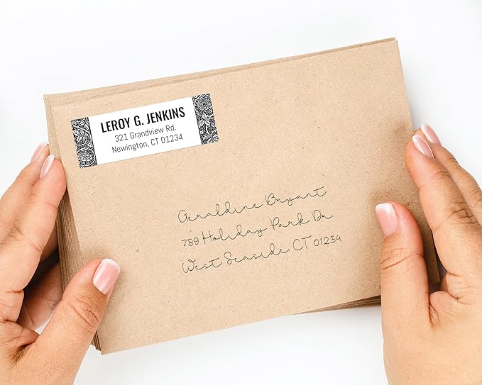 Personalized Return Address Labels - Black & White Styles - Choose Your Design - Custom Self Adhesive Stickers for Envelopes (60 - 960 Labels) (Bold Style) | Address Labels - TrueDesk