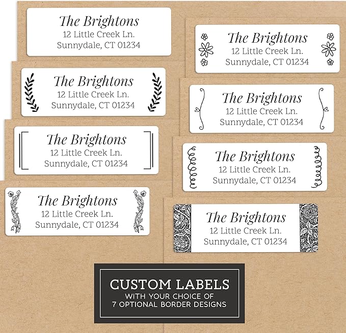 Personalized Return Address Labels - Black & White Styles - Choose Your Design - Custom Self Adhesive Stickers for Envelopes (60 - 960 Labels) (Classic Style) | Address Labels - TrueDesk