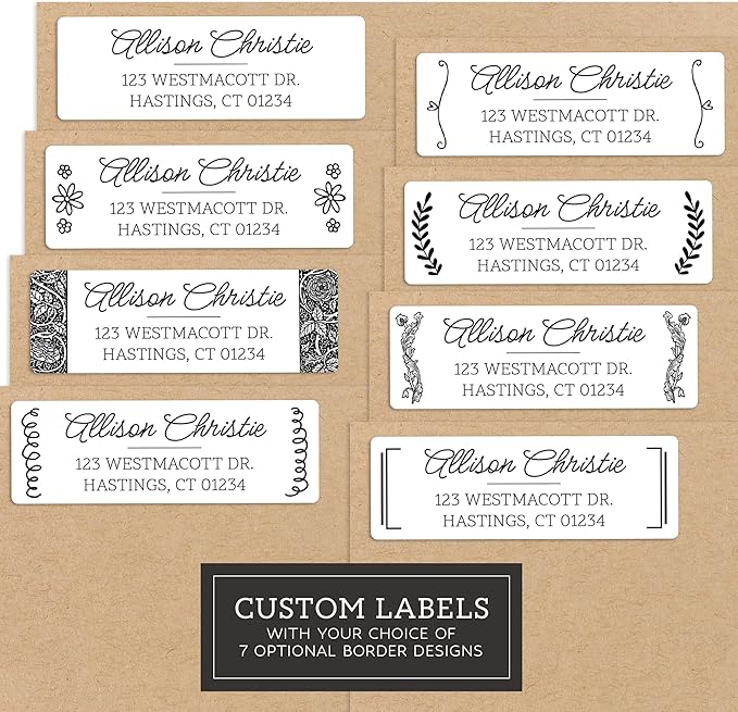 Personalized Return Address Labels - Black & White Styles - Choose Your Design - Custom Self Adhesive Stickers for Envelopes (60 - 960 Labels) (Elegant Style) | Address Labels - TrueDesk