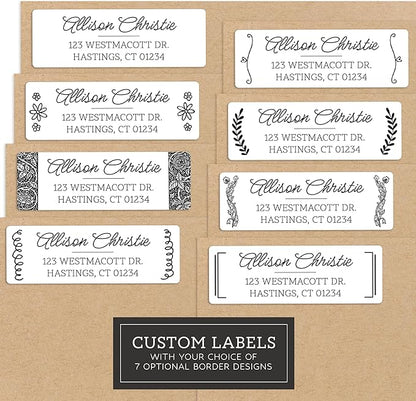 Personalized Return Address Labels - Black & White Styles - Choose Your Design - Custom Self Adhesive Stickers for Envelopes (60 - 960 Labels) (Elegant Style) | Address Labels - TrueDesk