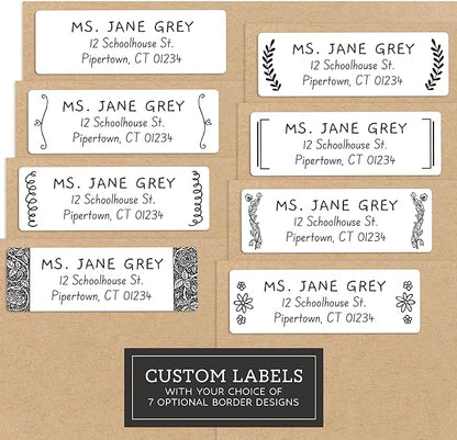 Personalized Return Address Labels - Black & White Styles - Choose Your Design - Custom Self Adhesive Stickers for Envelopes (60 - 960 Labels) (Playful Style) | Address Labels - TrueDesk