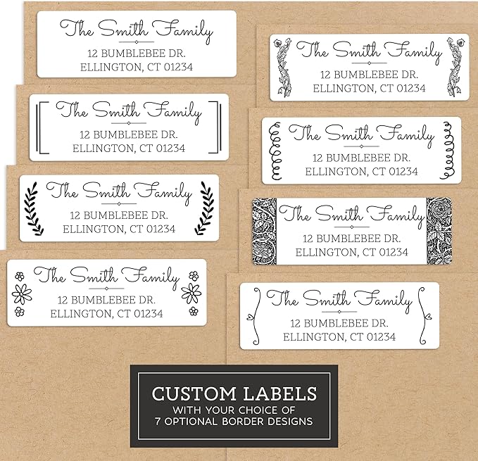 Personalized Return Address Labels - Black & White Styles - Choose Your Design - Custom Self Adhesive Stickers for Envelopes (60 - 960 Labels) (Smooth Style) | Address Labels - TrueDesk