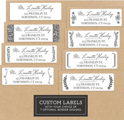 Personalized Return Address Labels - Black & White Styles - Choose Your Design - Custom Self Adhesive Stickers for Envelopes (60 - 960 Labels) (Vintage Style) | Address Labels - TrueDesk