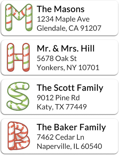 Personalized Return Address Labels - Custom Address Labels with Monogram (Candy) | All - Purpose Labels - TrueDesk