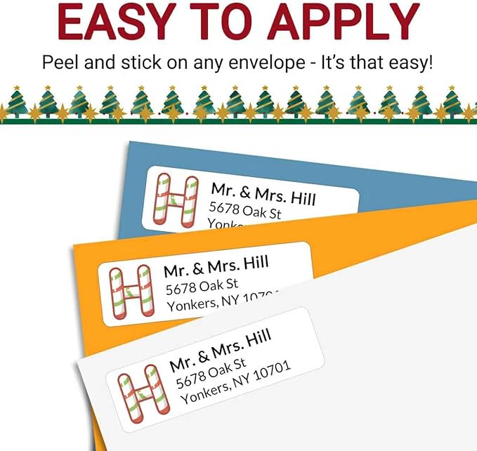 Personalized Return Address Labels - Custom Address Labels with Monogram (Candy) | All - Purpose Labels - TrueDesk