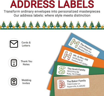 Personalized Return Address Labels - Custom Address Labels with Monogram (Candy) | All - Purpose Labels - TrueDesk