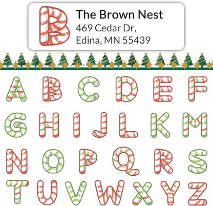 Personalized Return Address Labels - Custom Address Labels with Monogram (Candy) | All - Purpose Labels - TrueDesk