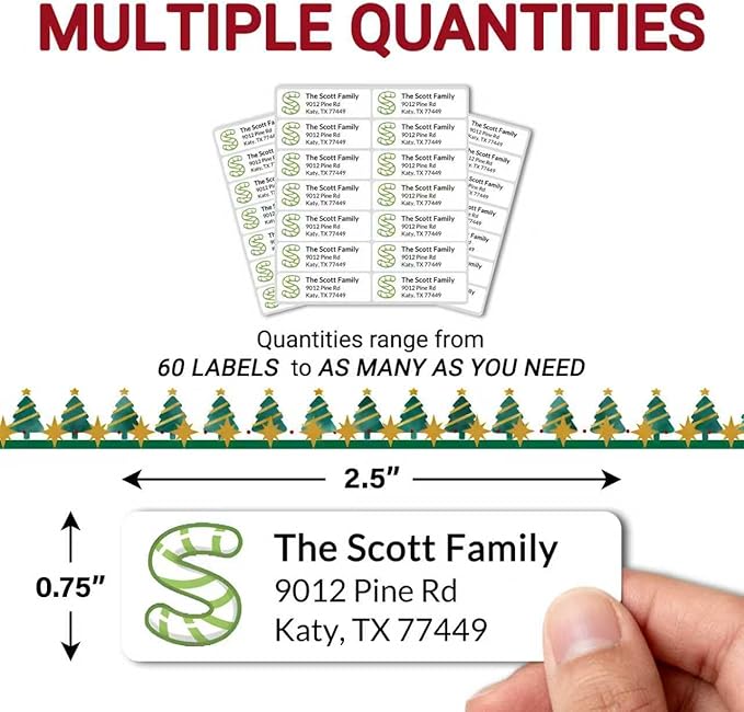 Personalized Return Address Labels - Custom Address Labels with Monogram (Candy) | All - Purpose Labels - TrueDesk