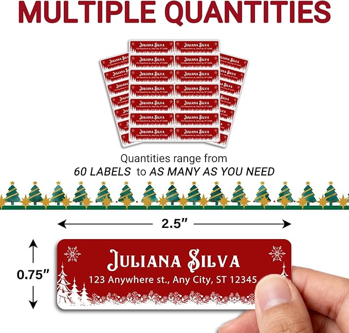 Personalized Return Address Labels - Custom Address Labels with Monogram (Cozy Christmas Nook) | All - Purpose Labels - TrueDesk