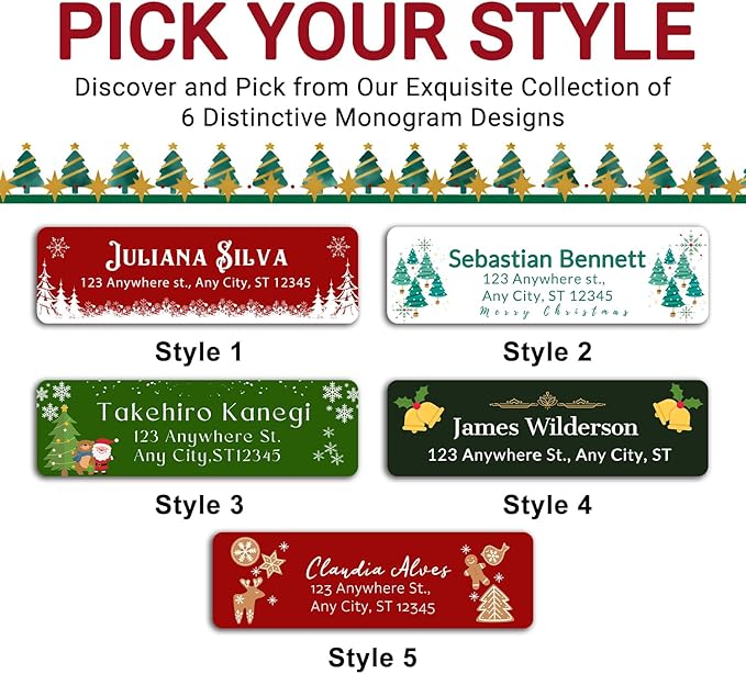 Personalized Return Address Labels - Custom Address Labels with Monogram (Cozy Christmas Nook) | All - Purpose Labels - TrueDesk