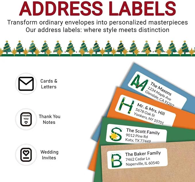 Personalized Return Address Labels - Custom Address Labels with Monogram (Everwhite Greetings) | All - Purpose Labels - TrueDesk