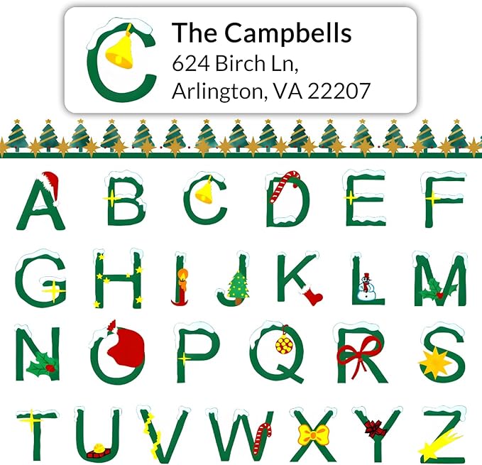 Personalized Return Address Labels - Custom Address Labels with Monogram (Everwhite Greetings) | All - Purpose Labels - TrueDesk