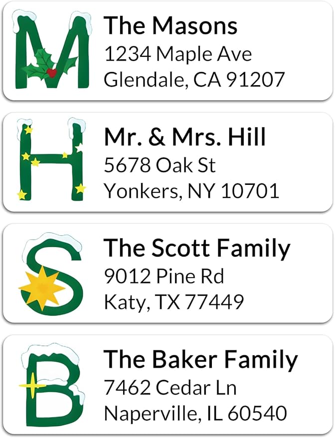 Personalized Return Address Labels - Custom Address Labels with Monogram (Everwhite Greetings) | All - Purpose Labels - TrueDesk