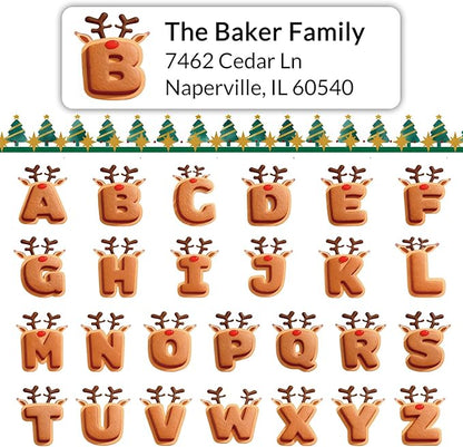 Personalized Return Address Labels - Custom Address Labels with Monogram (Lovely Reindeer) | All - Purpose Labels - TrueDesk