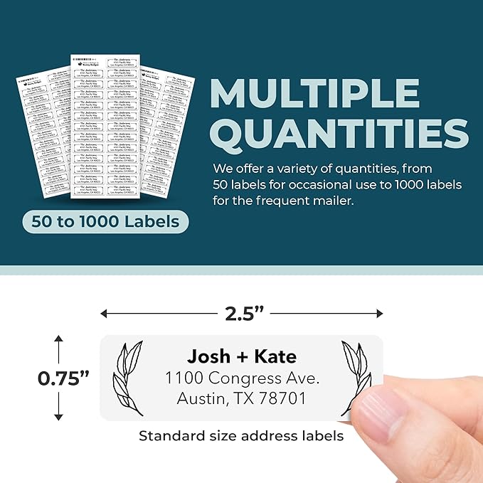 Personalized Return Address Labels - Custom Address Stickers on Sheets (50 - 1000 Labels) (Black and White) | Address Labels - TrueDesk