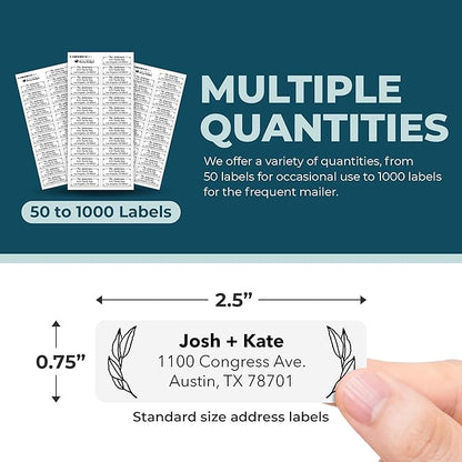Personalized Return Address Labels - Custom Address Stickers on Sheets (50 - 1000 Labels) (Black and White) | Address Labels - TrueDesk
