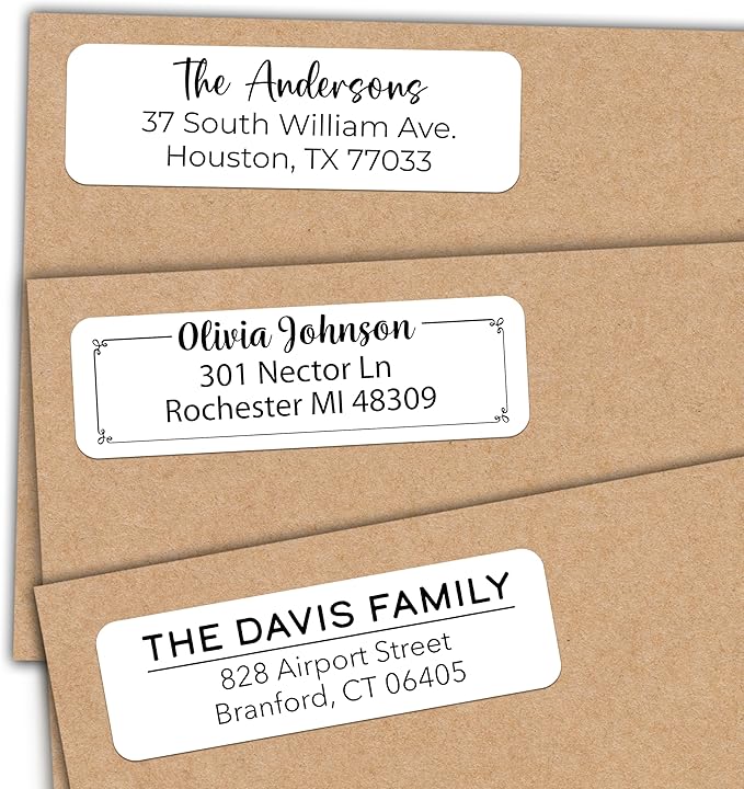 Personalized Return Address Labels - Custom Address Stickers on Sheets (50 - 1000 Labels) (Black and White) | Address Labels - TrueDesk
