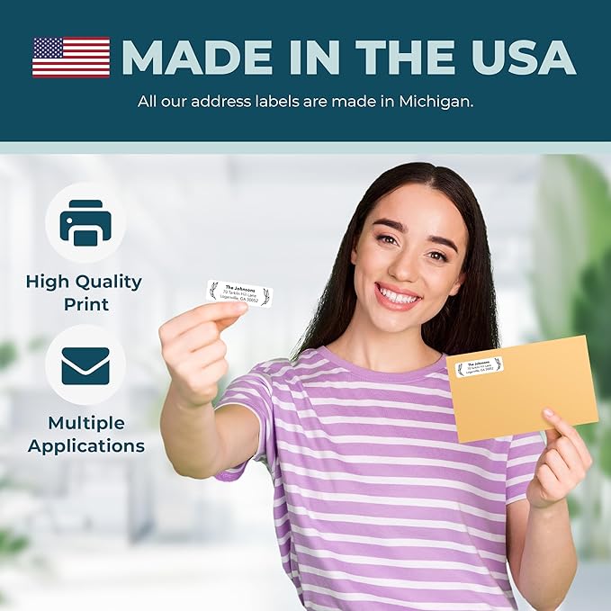 Personalized Return Address Labels - Custom Address Stickers on Sheets (50 - 1000 Labels) (Black and White) | Address Labels - TrueDesk
