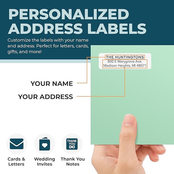Personalized Return Address Labels - Custom Address Stickers on Sheets (50 - 1000 Labels) (Black and White) | Address Labels - TrueDesk