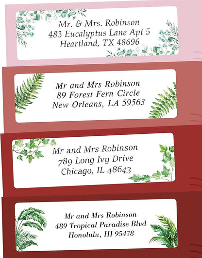 Personalized Return Address Labels Greenery - High Gloss Custom Mailing Labels on Sheets - Self - Adhesive Return Stickers for Envelopes with Crisp Printing Design (50 - 1000) | Address Labels - TrueDesk