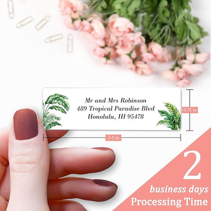 Personalized Return Address Labels Greenery - High Gloss Custom Mailing Labels on Sheets - Self - Adhesive Return Stickers for Envelopes with Crisp Printing Design (50 - 1000) | Address Labels - TrueDesk